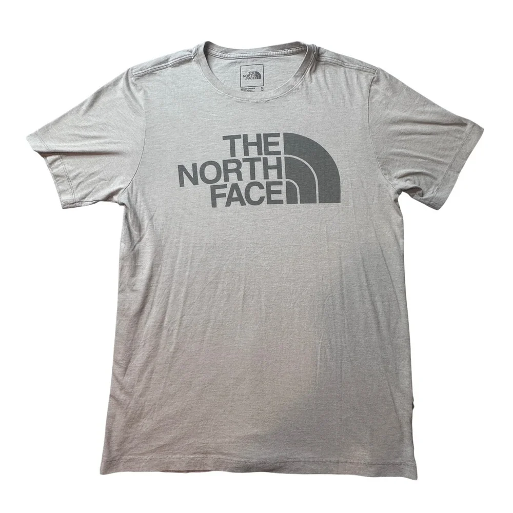 The North Face T-Shirt Mens M Tan Half Dome Logo Graphic Crew Neck‎ Short Sleeve